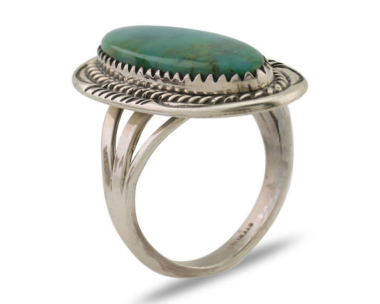 Navajo Ring 925 Silver Natural Blue Turquoise Native American Artist C.80's