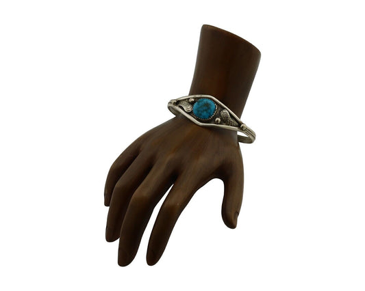 Navajo Bracelet 925 Silver Blue Spiderweb Turquoise Native American C.80's