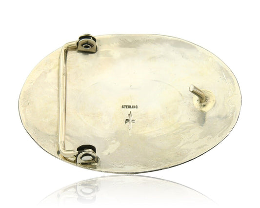 Navajo Belt Buckle 925 Sterling Silver Artist Signed Gene Gibson 2x3 in C.80's