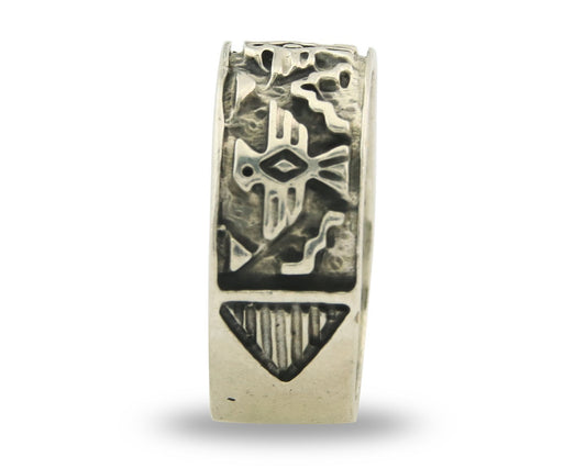Navajo Band Ring Sterling Silver Vintage Authentic Signed BSM Size 5.0