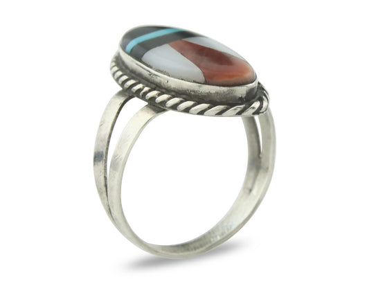 Vintage Zuni Ring 925 Sterling Silver Natural Gemstone Size 6.5