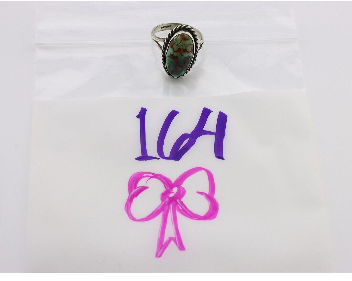 Navajo Ring .925 Silver Natural Kingman Turquoise Native American Artist C.80's