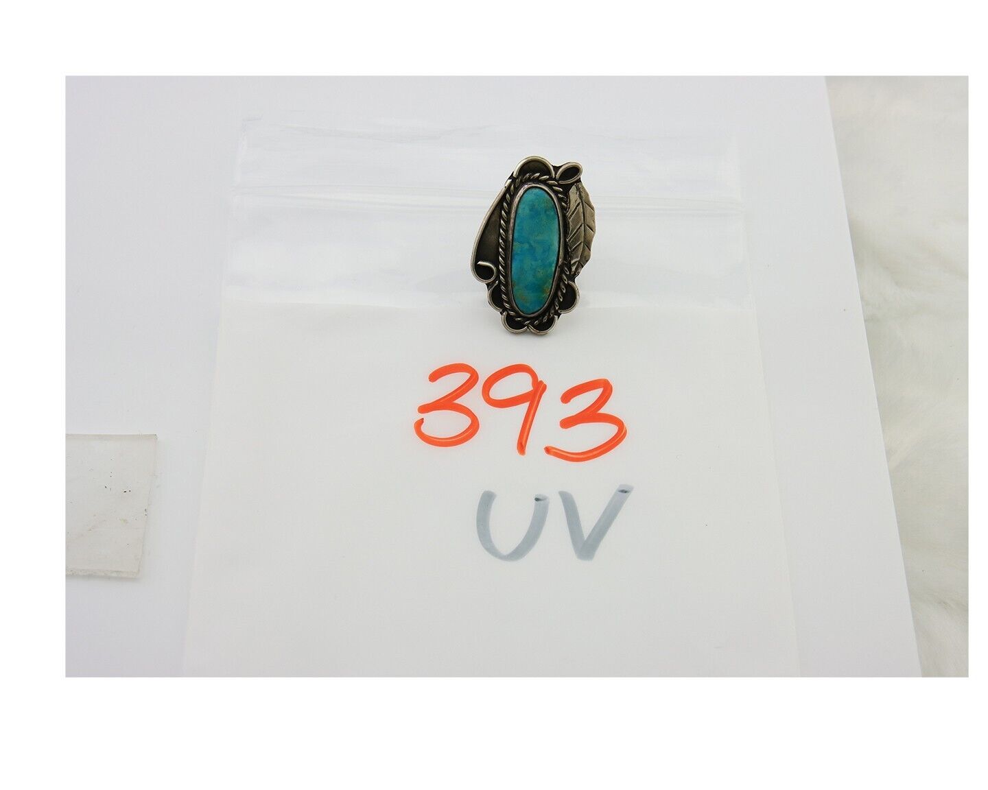 Navajo Ring 925 Sterling Blue Turquoise Native American Artist C.80's