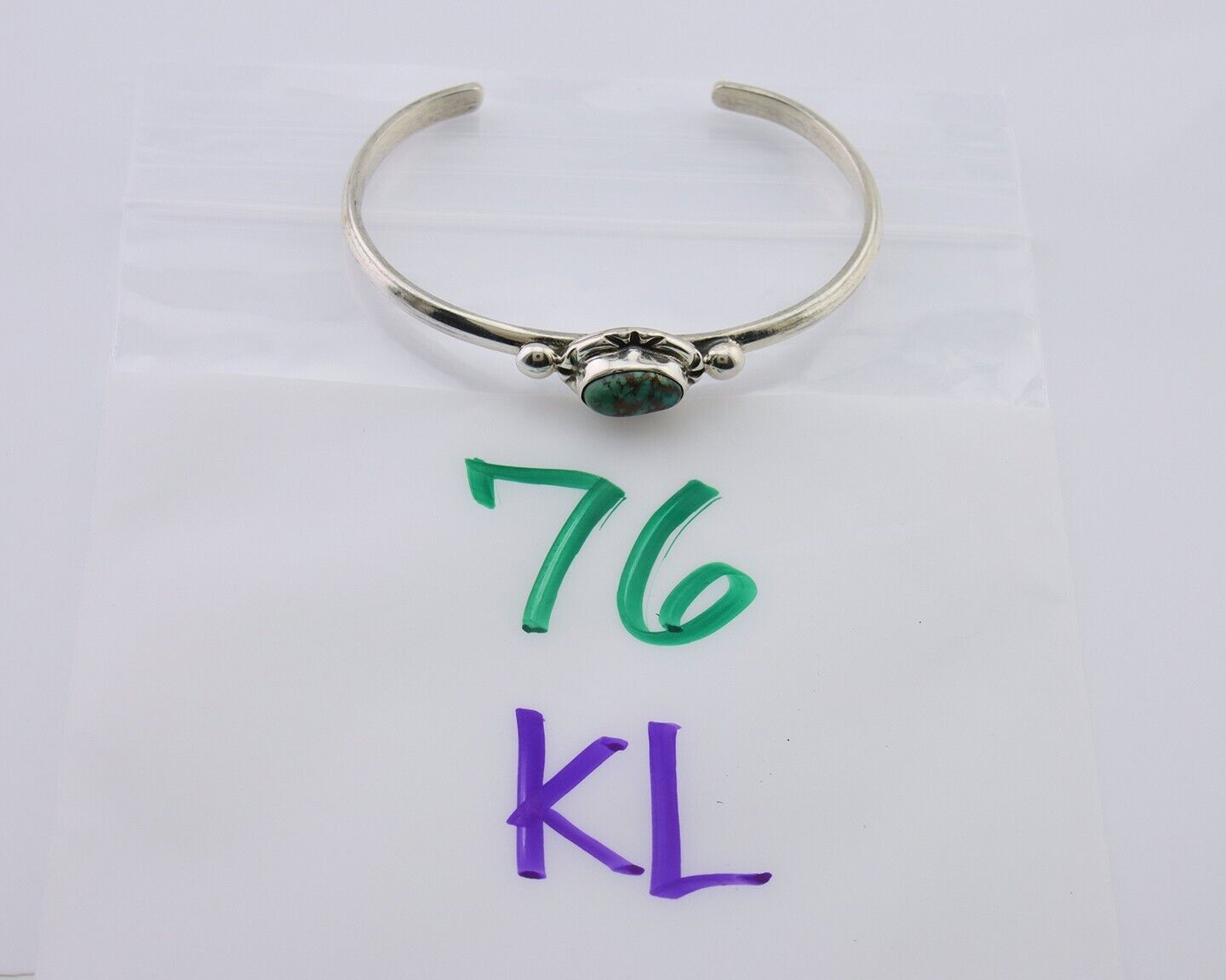 Navajo Bracelet 925 Silver Natural Turquoise Native American Artist C.80's