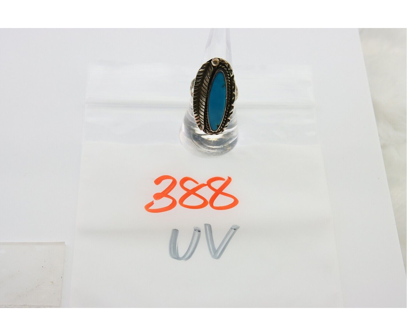 Navajo Ring .925 Sterling Blue Turquoise Artist Signed M C.80's