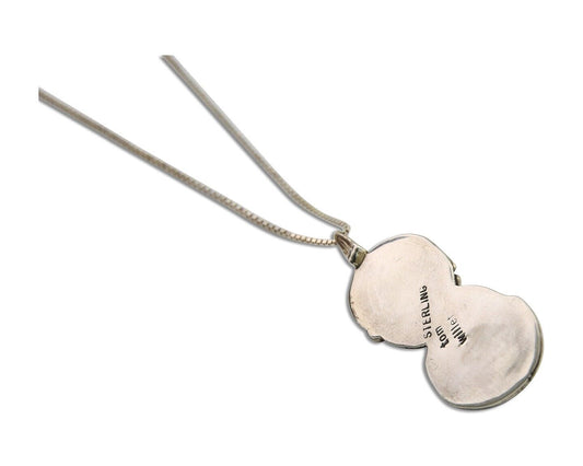 Navajo Necklace 925 Silver Natural Turquoise Artist Signed Tom Willeto C.80's