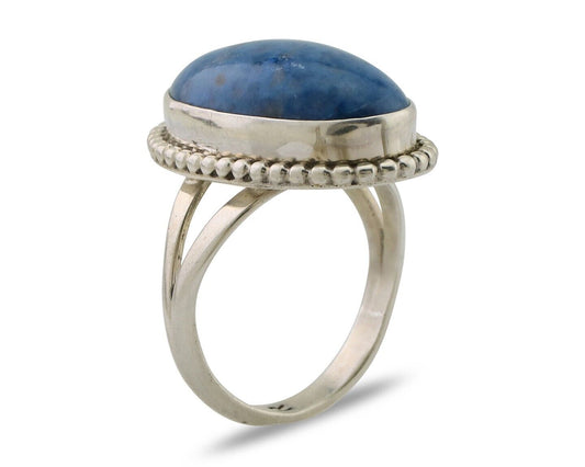 Navajo Handmade Ring 925 Silver Blue Denim Lapis Native American Artist C.80's