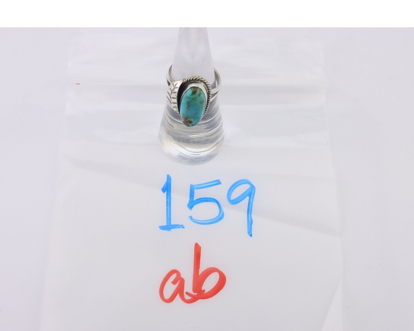 Navajo Ring 925 Silver Blue Gem Turquoise Native American Artist C.80's
