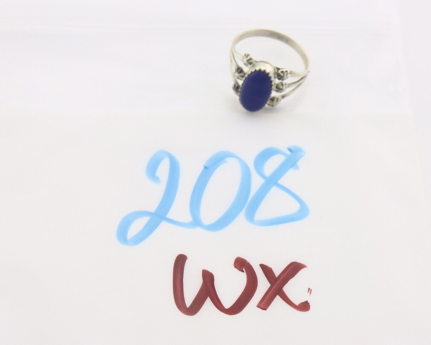 Navajo Ring 925 Sterling Natural Lapis Handmade Native Artist C.80's