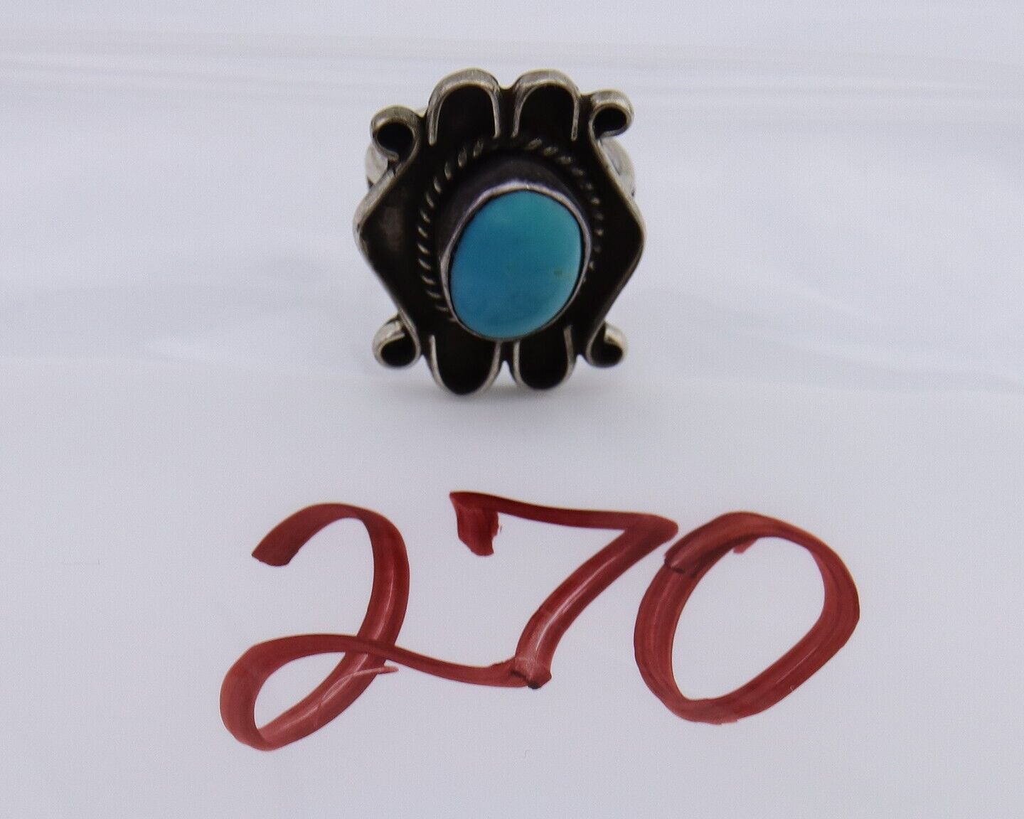 Navajo Handmade Ring 925 Silver Natural Arizona Turquoise Artist C.80's