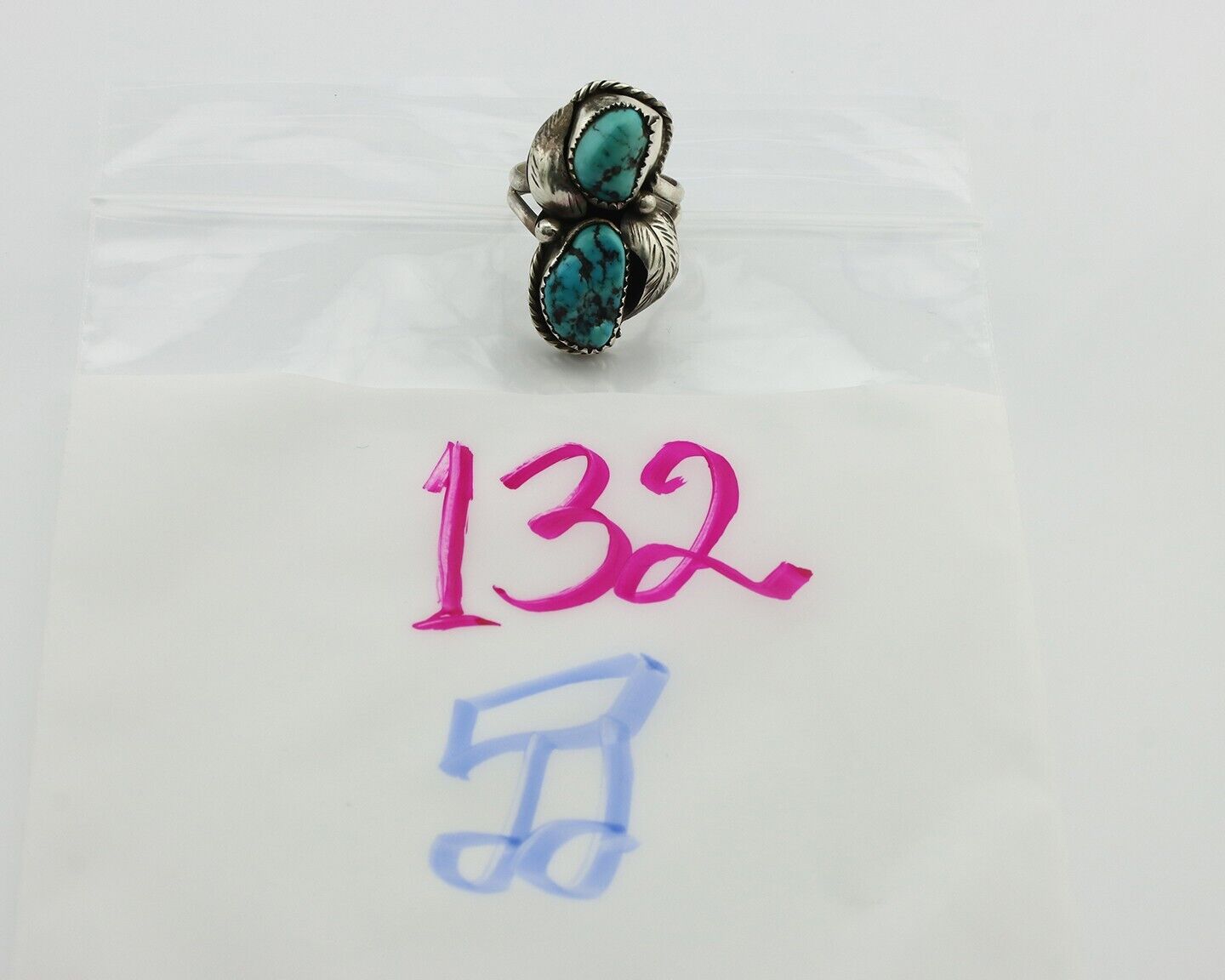Navajo Ring 925 Silver Sleeping Beauty Nugget Turquoise Native Artist C.80's
