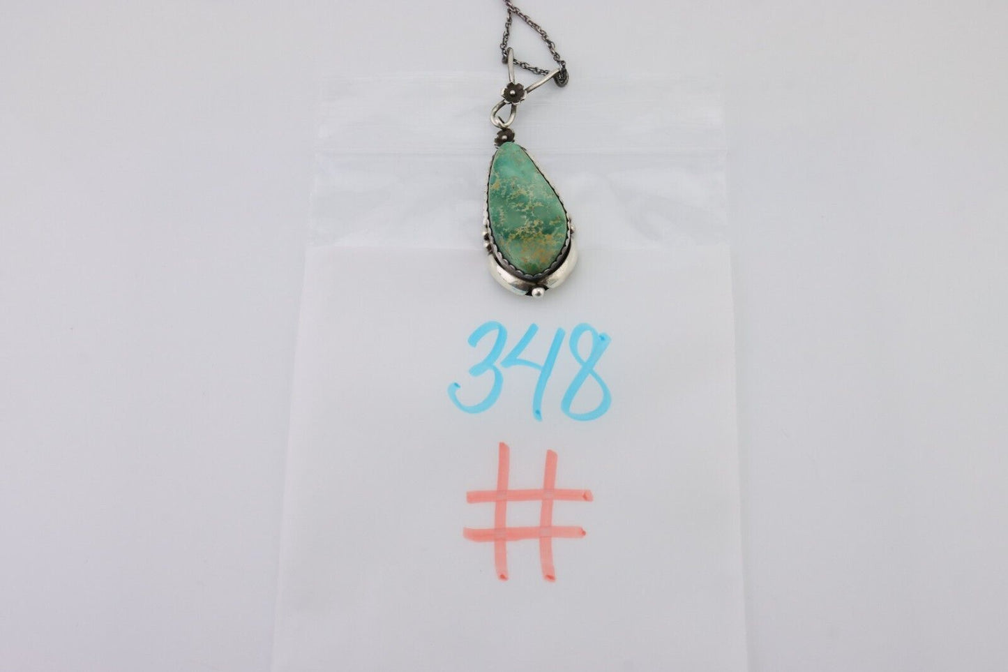Navajo Pendant 925 Silver Royston Turquoise Signed Jennifer Begay C.90s