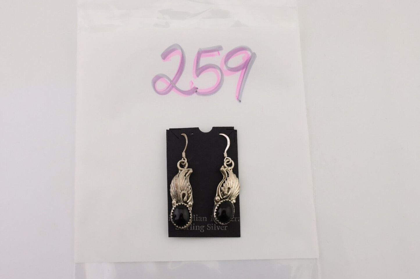 Navajo Dangle Earrings 925 Silver Black Onyx Native American Artist C.80's