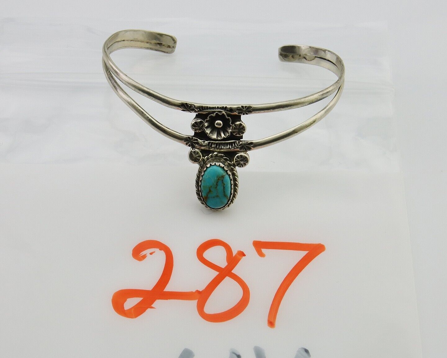 Navajo Cuff Bracelet 925 Silver Turquoise Cuff Native American Artist C.80's