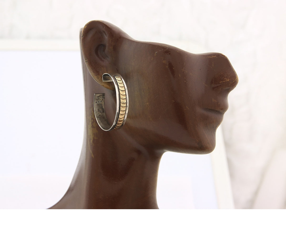 Navajo Earrings Sterling Silver & Gold Vintage Handmade