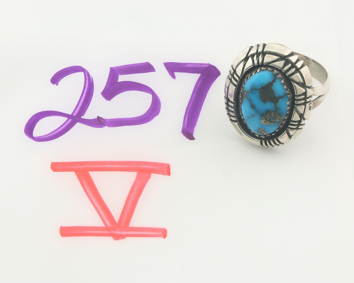 Vintage Navajo Ring 925 Sterling Authentic Traditional Turquoise Size 8.75