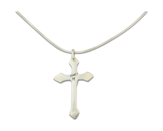 Navajo Cross Necklace Sterling Silver Authentic Natural Gemstones Signed M