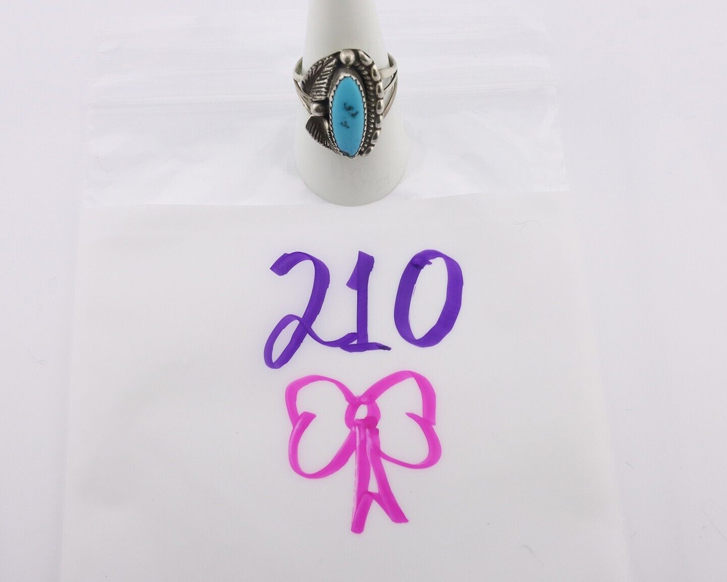 Navajo Ring .925 Silver Sleeping Beauty Turquoise Signed SkyStone Creations C80s