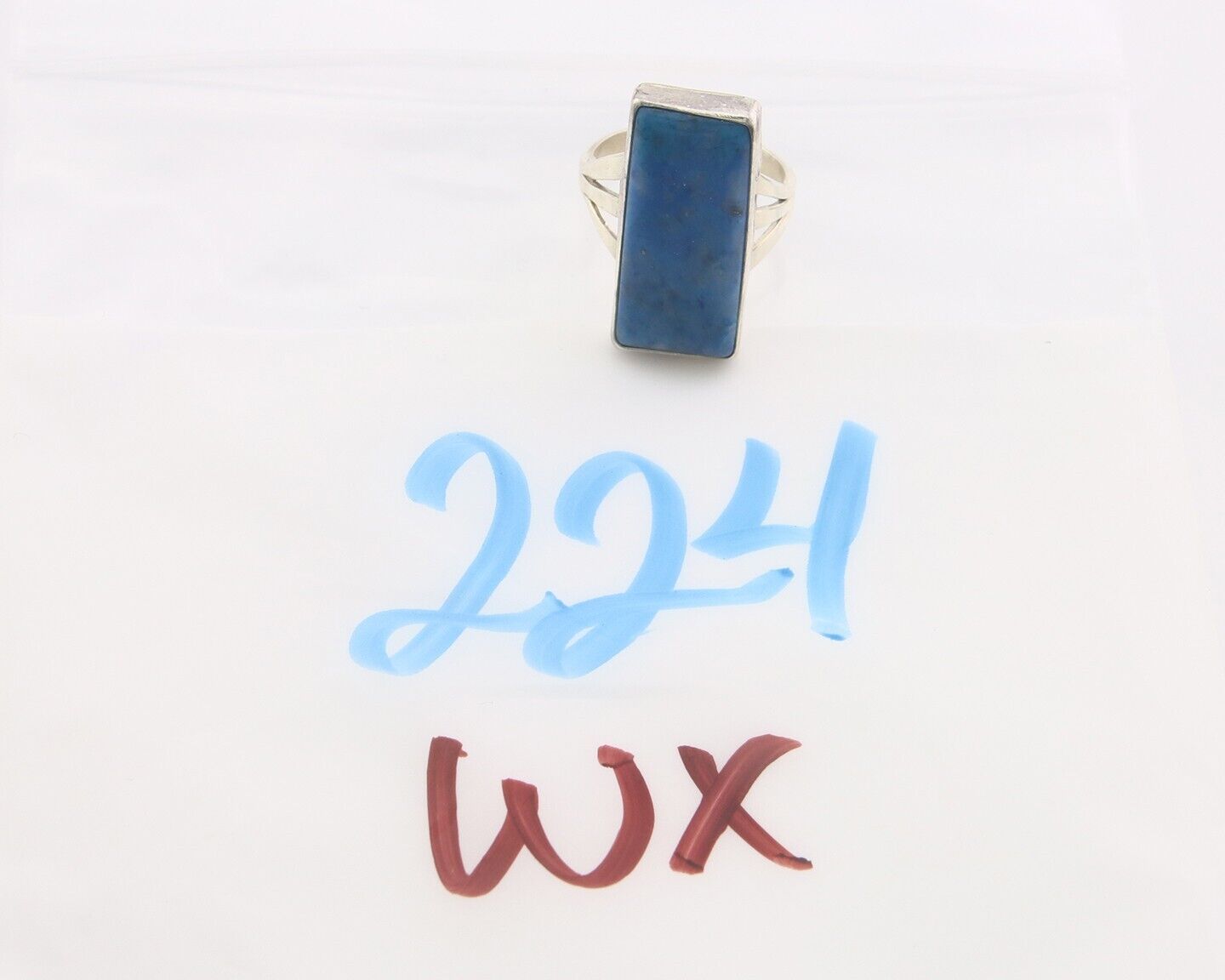 Navajo Ring 925 Sterling Lapis Handmade Native Artist C.80's Size 6.0