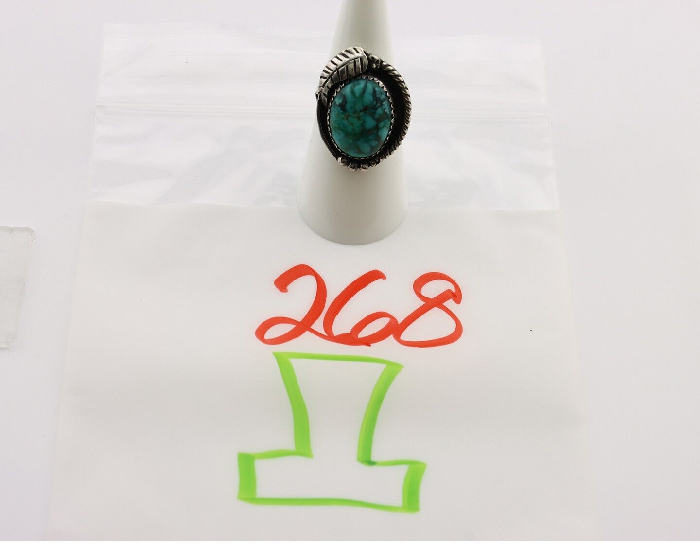 Navajo Handmade Ring 925 Silver spiderweb Turquoise Native Artist C.80's