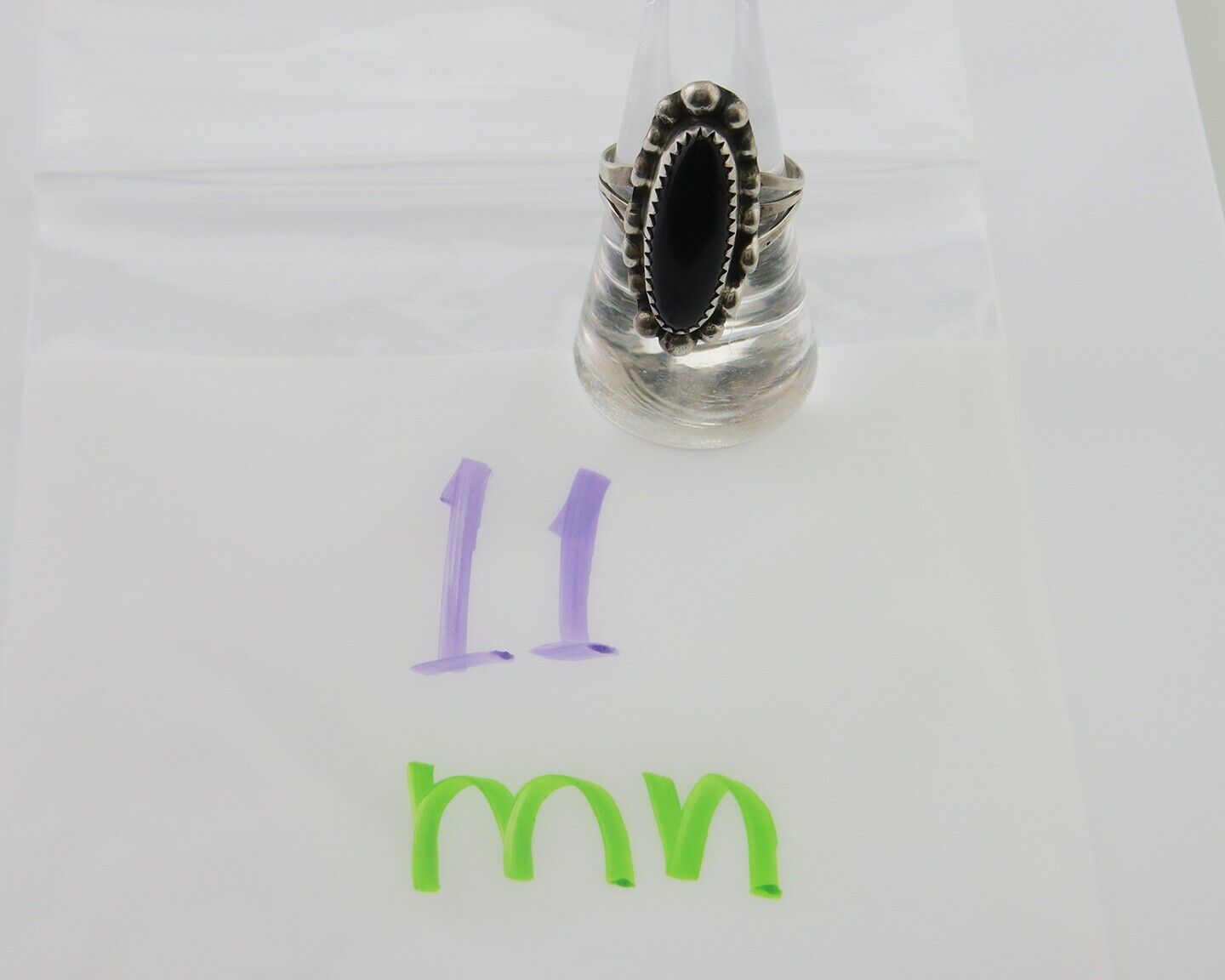 Navajo Handmade Ring 925 Silver Black Onyx Artist Signed SC C.80's
