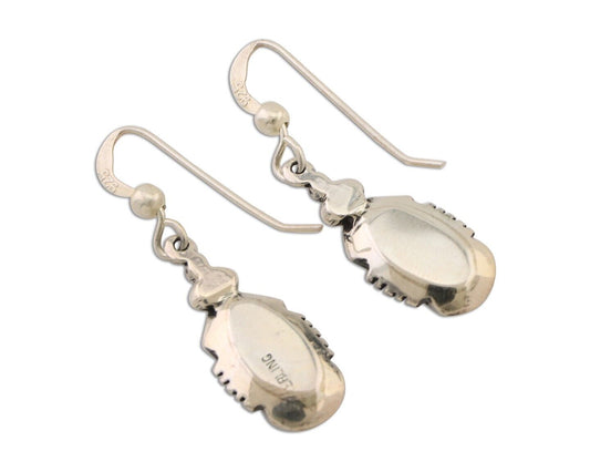 Navajo Dangle Earrings 925 Silver Natural Malachite Native American Artist C.80s