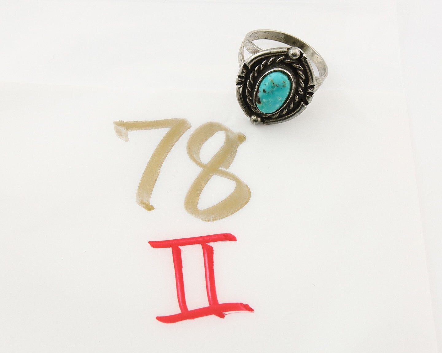 Navajo Ring 925 Sterling Natural Mined Arizona Turquoise C.80's Size 7.0