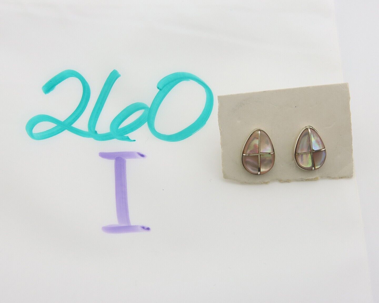 Navajo Earrings 925 Silver Pink Mussel Native American Artist C.80's