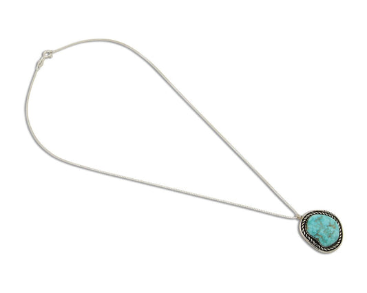 Navajo Necklace 925 Silver Natural Turquoise Artist Signed Yazzie C.80's