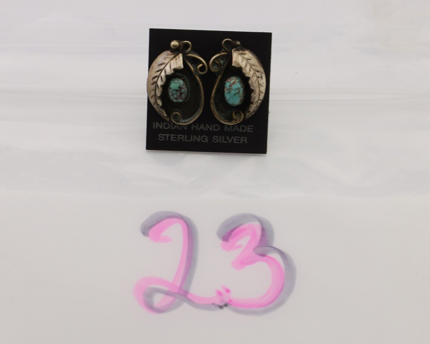 Navajo Earrings 925 Silver Natural Turquoise Native American Artist C.80's