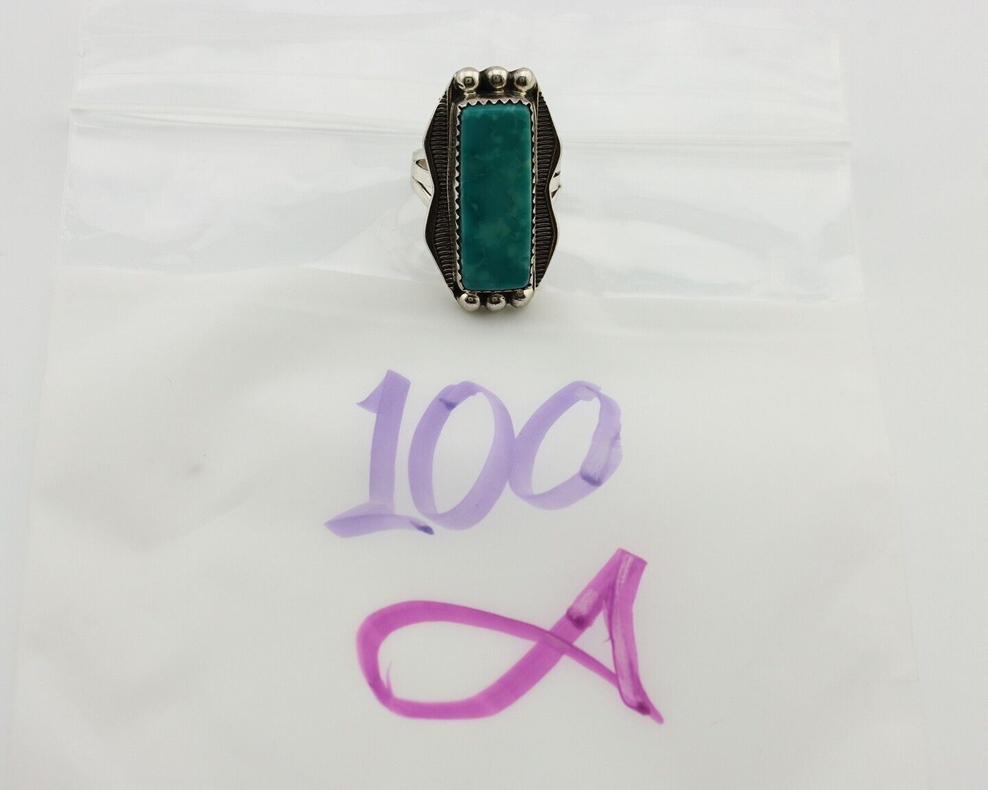 Navajo Ring 925 Silver Natural Blue Turquoise Artist Signed Begay C.80's