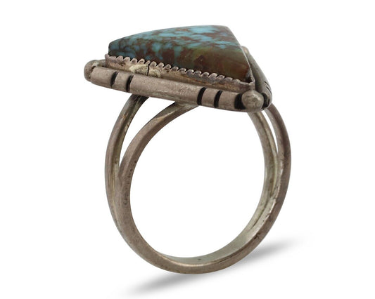 Navajo Ring 925 Silver Spiderweb Turquoise Native American Artist C.80's