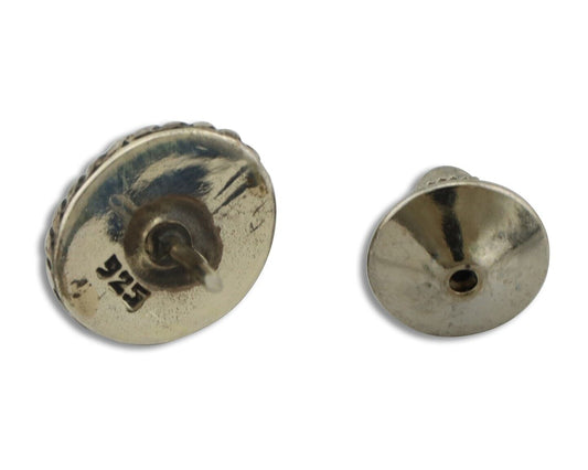 Navajo Tie Tack 925 Silver Natural Mined Turquoise Native American Artist C.80's