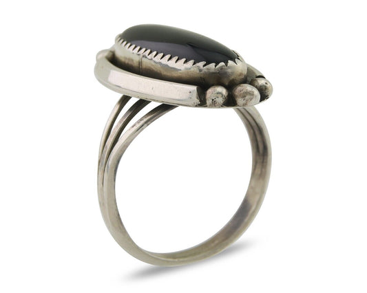 Navajo Handmade Ring 925 Silver Black Onyx Artist Signed SC C.80's