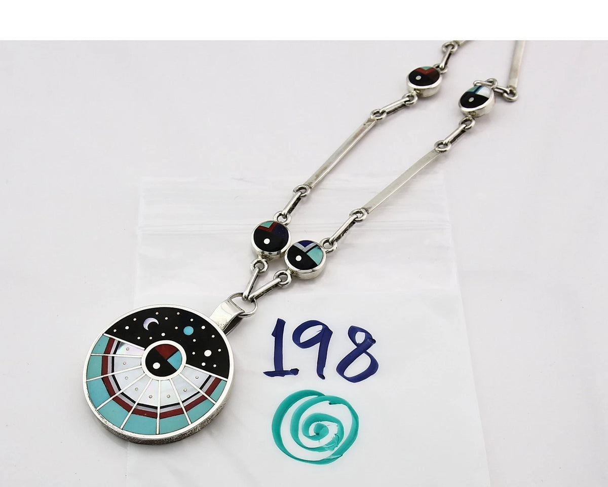 Navajo Necklace Natural Gemstone Handmade Vintage Signed H. Smith C.80's