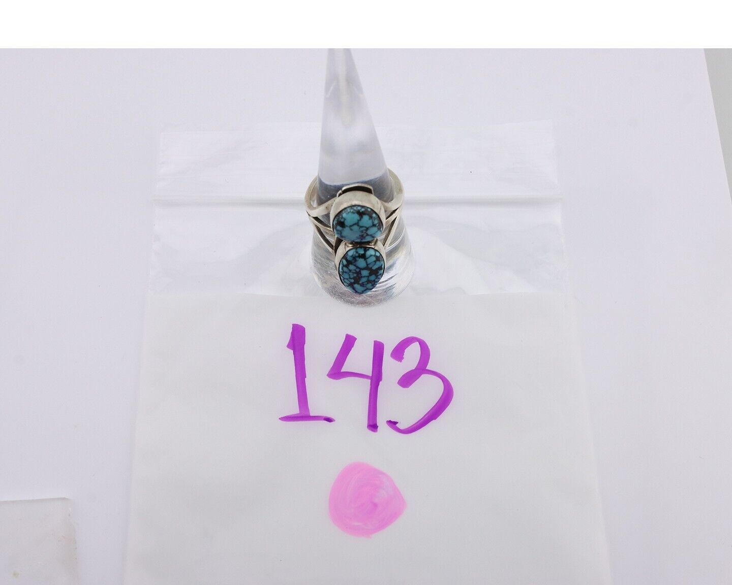 Navajo Ring 925 Silver Spiderweb Turquoise Artist Signed Tom Willeto C.80's