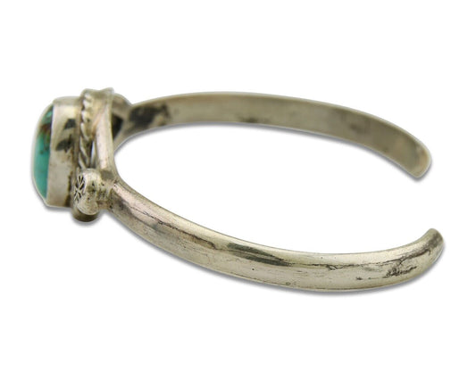 Navajo Cuff Bracelet 925 Silver Turquoise Native American Artist Handmade C.80's