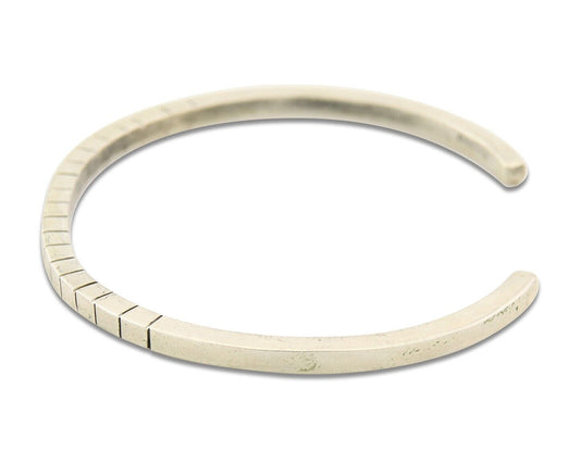 Navajo Bracelet 925 Silver Hand Stamped Signed M.C. ISASIB C.80's