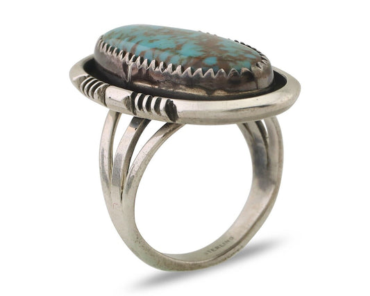 Navajo Ring 925 Silver Natural Blue Turquoise Native American Artist C.80's