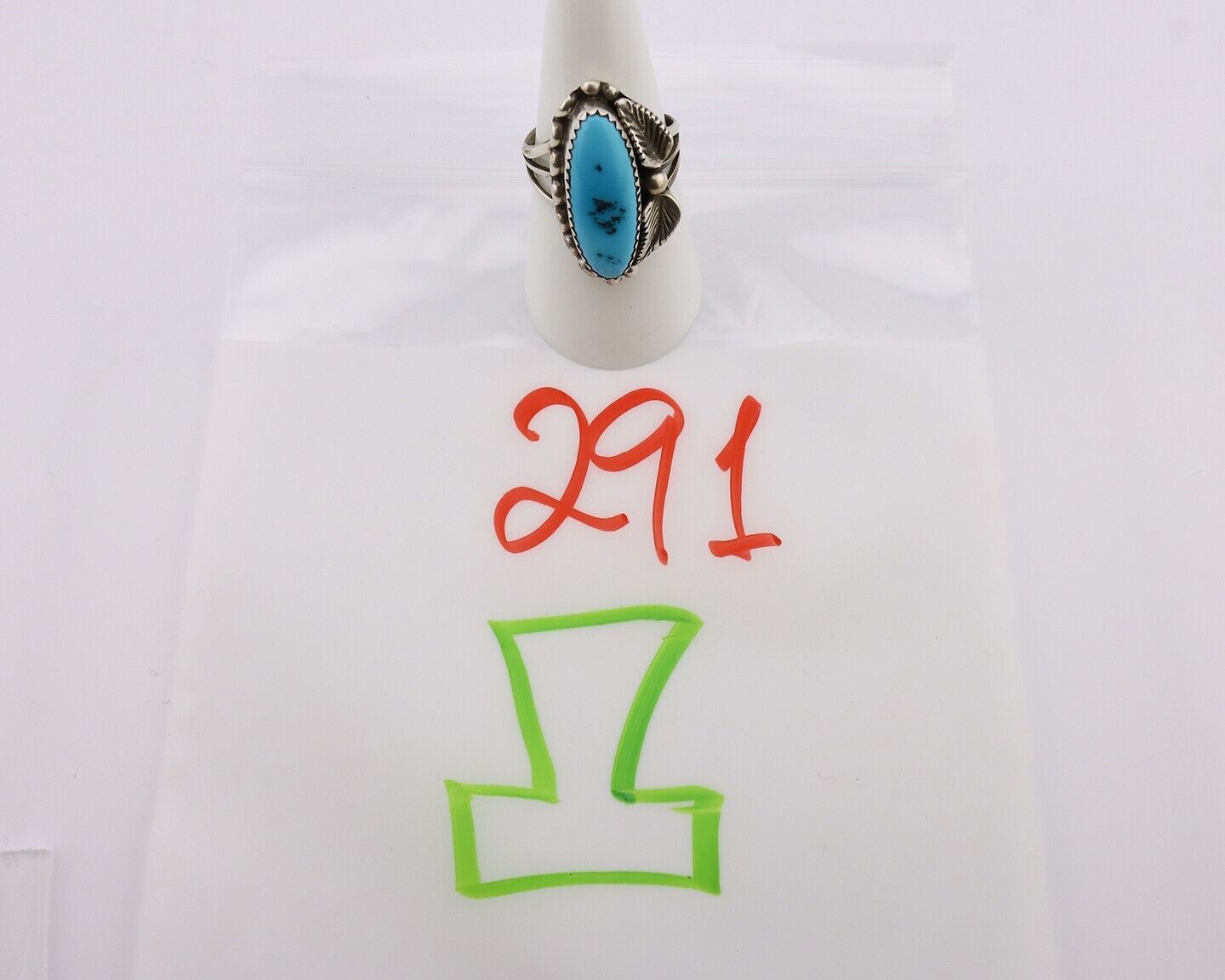 Navajo Ring 925 Silver Sleeping Beauty Turquoise Signed SC C.80's