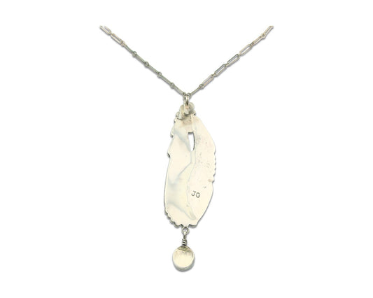 Vintage Navajo Necklace 925 Silver Turquoise & Coral Artist Signed JG