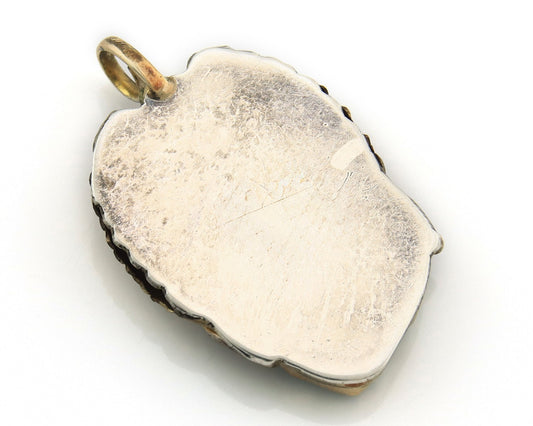 Navajo Pendant Sterling Silver & Gold Natural Blue Turquoise Authentic Native