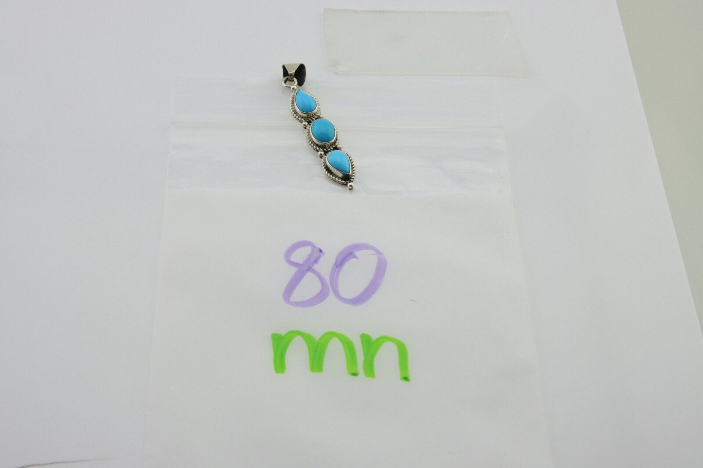 Navajo Necklace 925 Silver Natural Turquoise Artist Kathllen Chavez C.80's