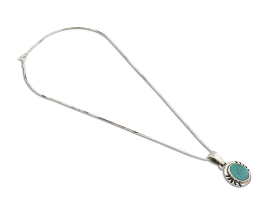 Navajo Necklace 925 Silver Arizona Turquoise Handmade Signed Gecko C.90's