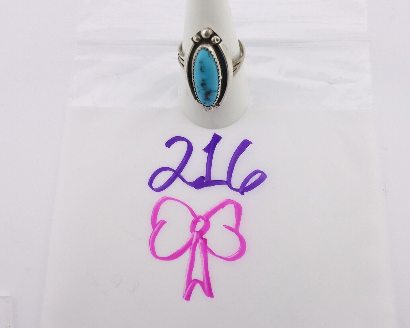 Navajo Ring .925 Silver Sleeping Beauty Turquoise Signed SkyStone Creations C80s