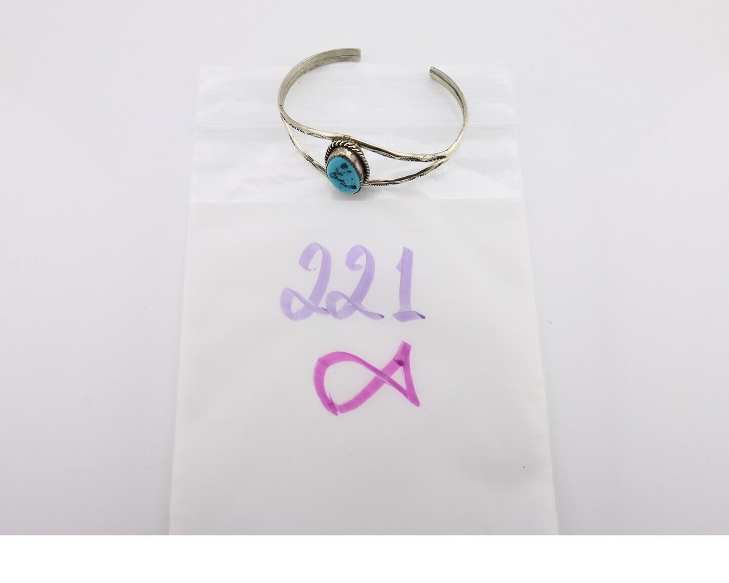 Navajo Bracelet 925 Silver Sleeping Beauty Turquoise Native American Artist C80s