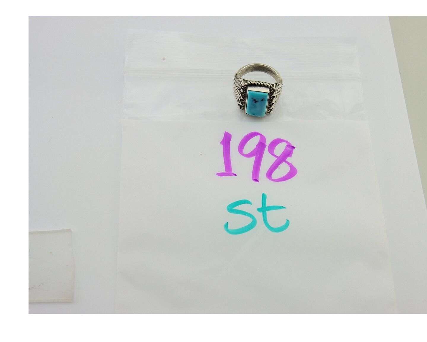 Navajo Ring .925 Silver Turquoise Artist Signed Mary Dayea C.80's