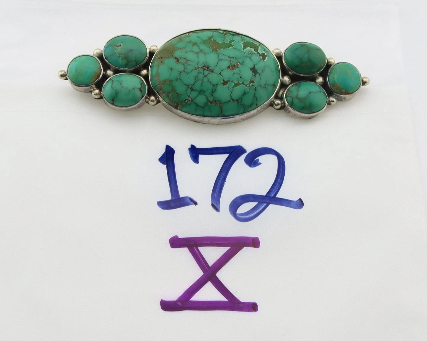 Navajo Handmade Pin Sterling Silver Turquoise Vintage Native Artist