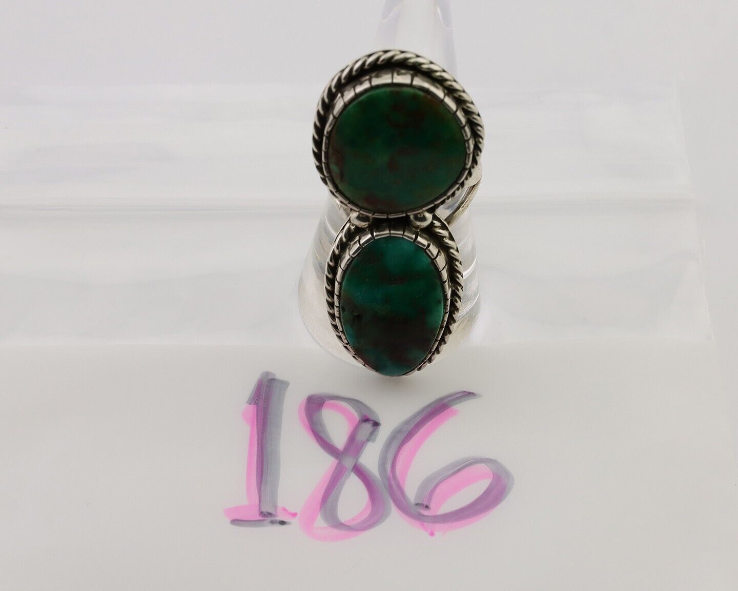 Navajo Handmade Ring 925 Silver Natural Tuquoise Artist Signed BY C.80's