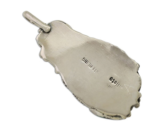 Navajo Pendant 925 Silver Natural Bisbee Turquoise Signed Tom Willeto C.80's